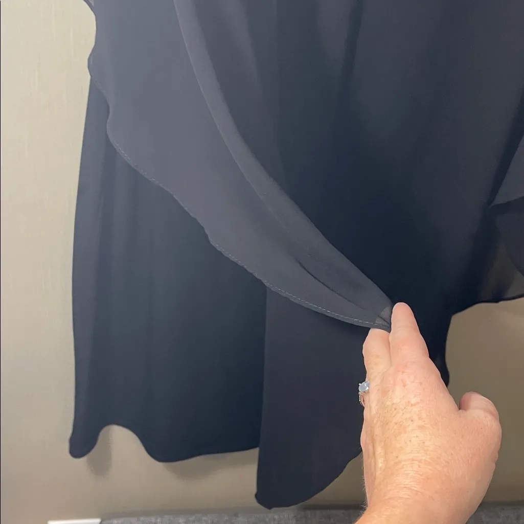 Glamour Black Asymmetrical Dress tapered layered classy sz 10 - Image 7