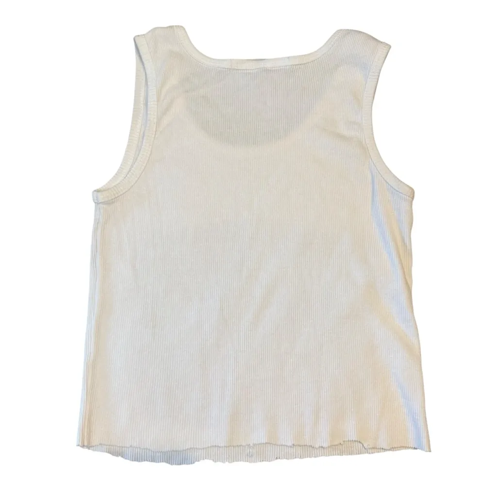 Milwaukee Motorcycle Rally Cropped Tank Top USA Flag Biker White Ribbed Size M Size M - Image 4