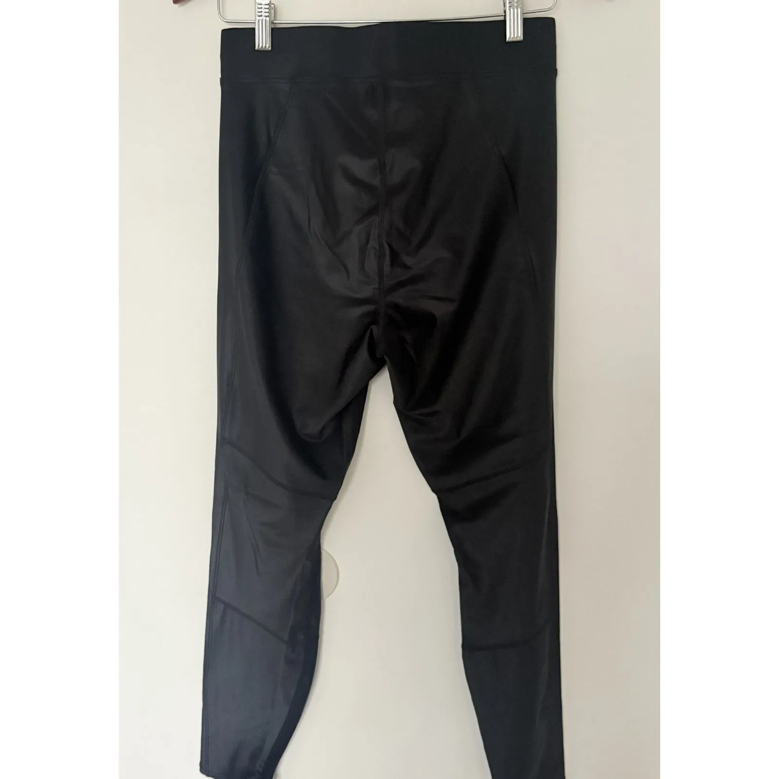 Good American Bombshell Faux Leather Lace Front Glossy Black Legging Sz 3 (L) - Image 3