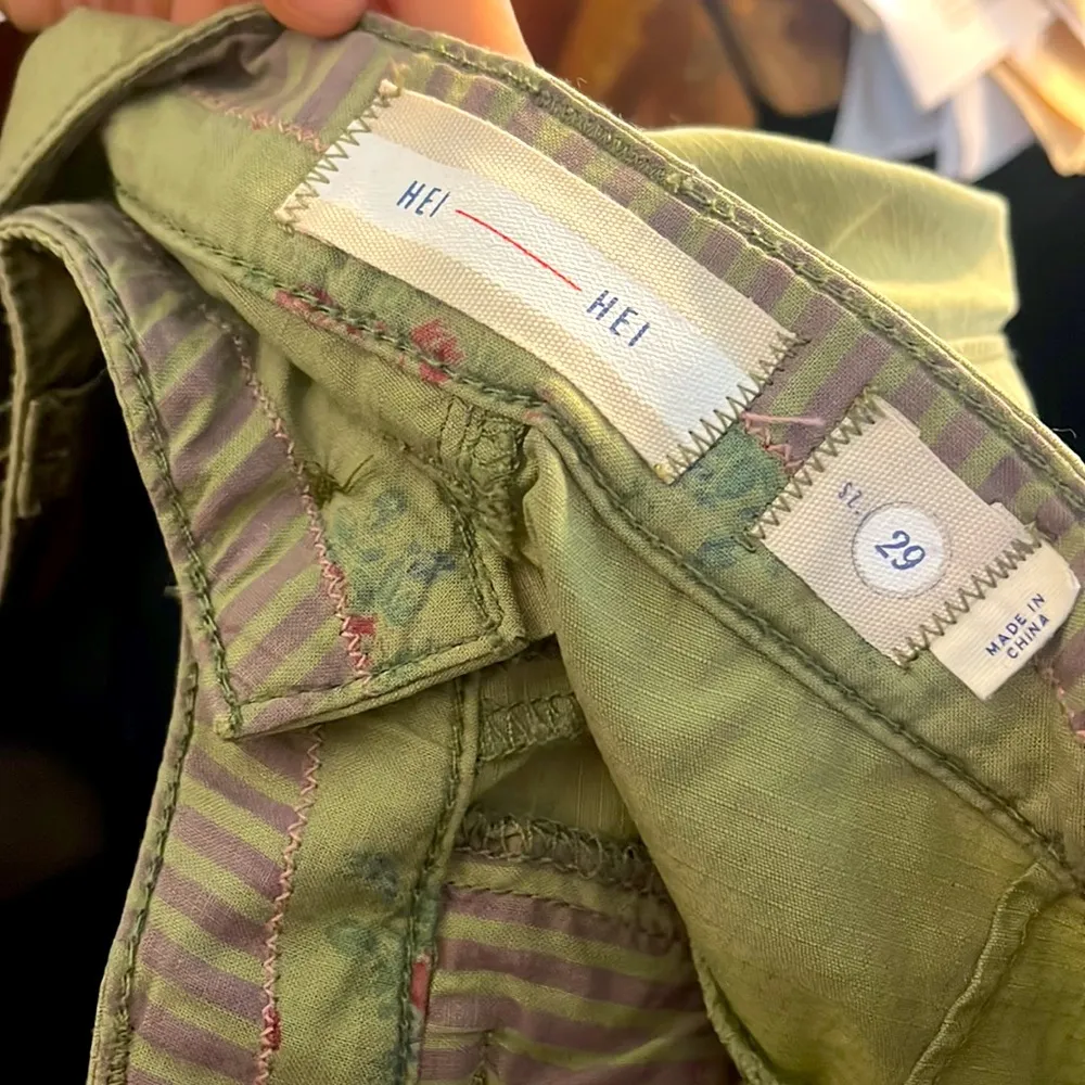 Anthropologie Hei Hei Women's Westport Zip Cargo Pants in Olive Green Size 27 - Image 3