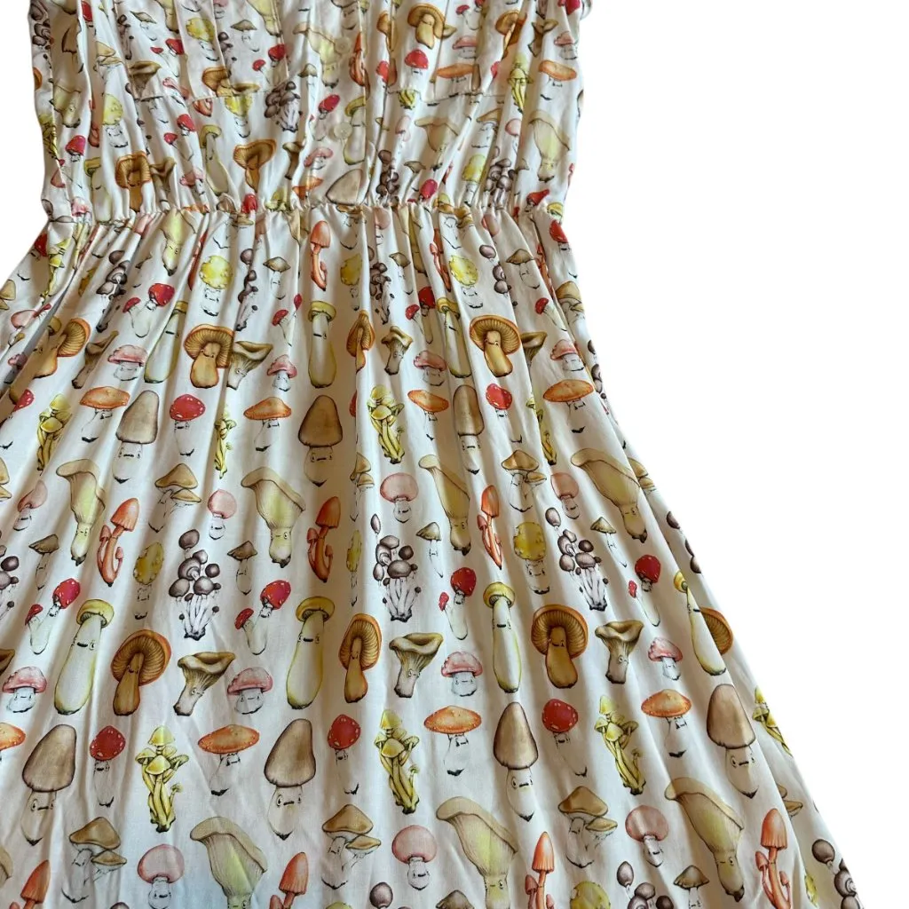 Betabrand Fungi Frock Mushroom-Print Pocket Dress Button-Down Size Medium Womens - Image 5