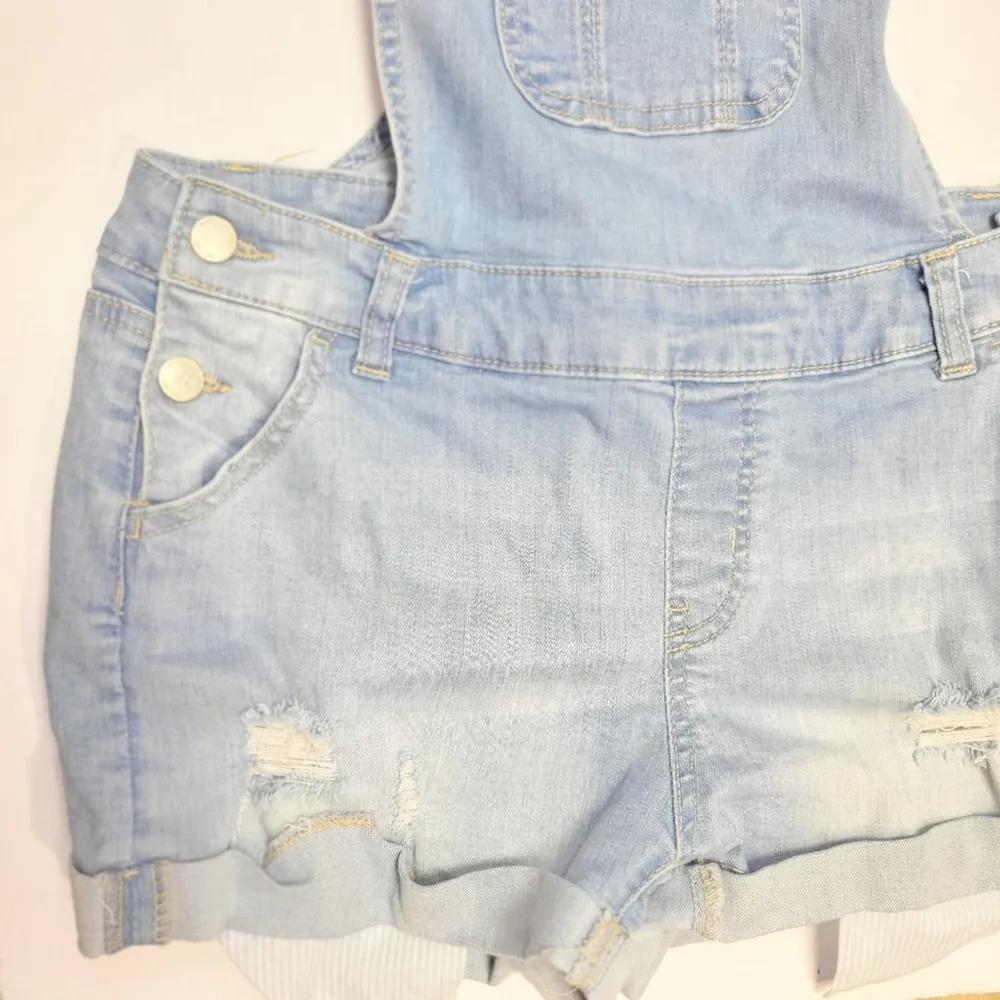 Wax Jean Classic Blue Denim Overall Shorts Size Medium - Image 2