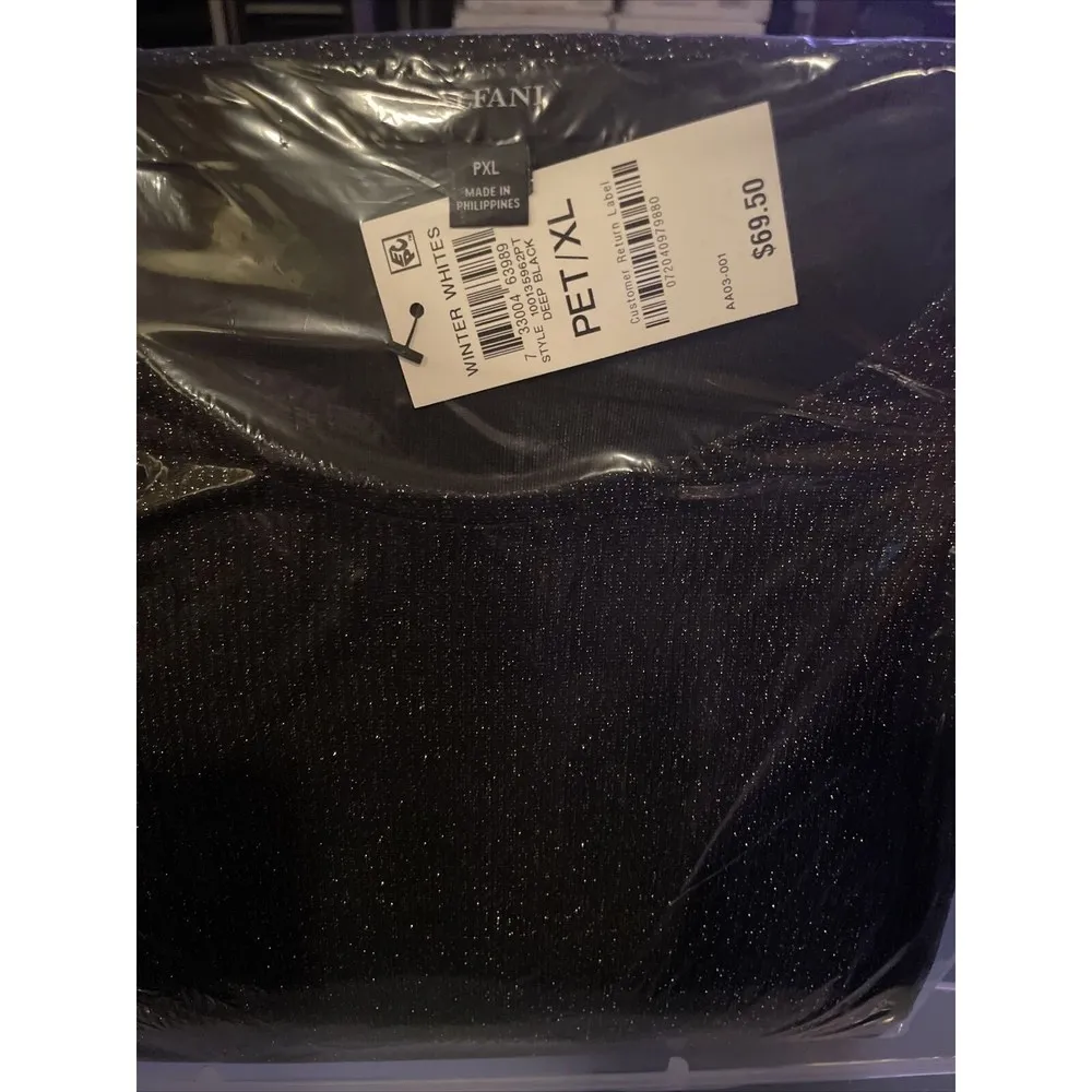 MSRP $70 Alfani Top Petite XL Metallic Black  Long Sleeve Poly/ Spandex New! - Image 2