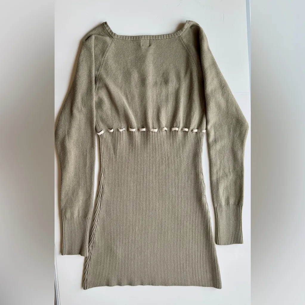 BDG Urban Outfitters Long Sleeve Edison Mini Dress Olive Green Size M NWT - Image 11
