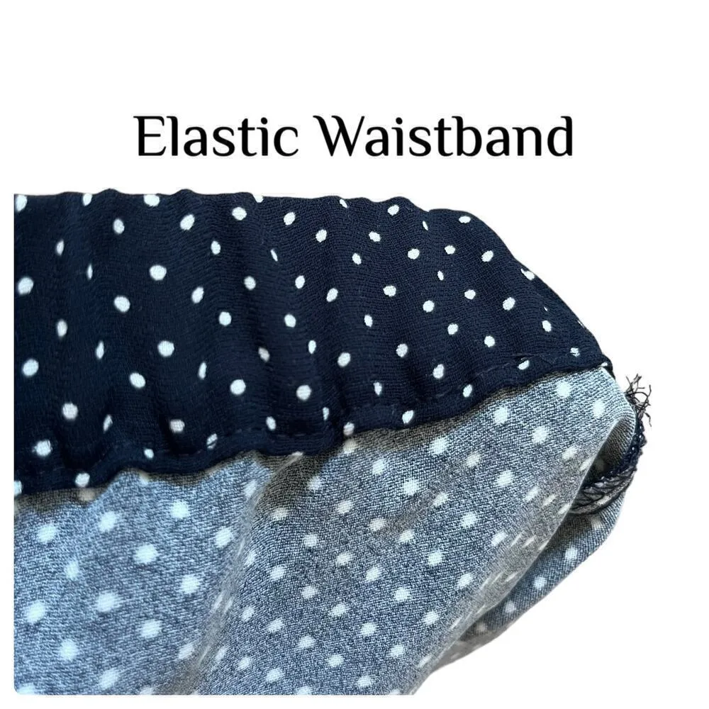 Zara Navy Blue White Small Polka Dot Pocket Slouchy Cuff Pant Size XS Preppy - Image 8