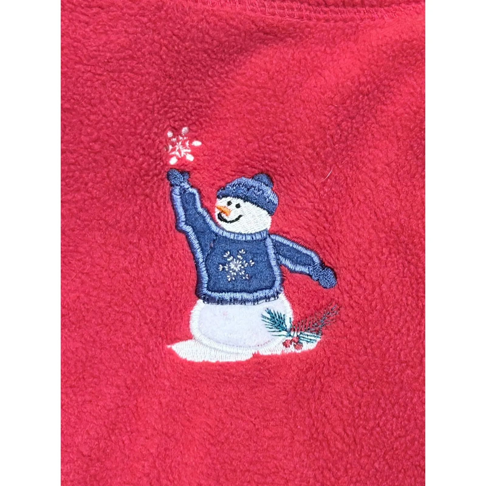 C&B Sport Croft & Barrow Red Fleece Zip Up Jacket Snowman Womens Petite M Medium Size undefined - Image 5