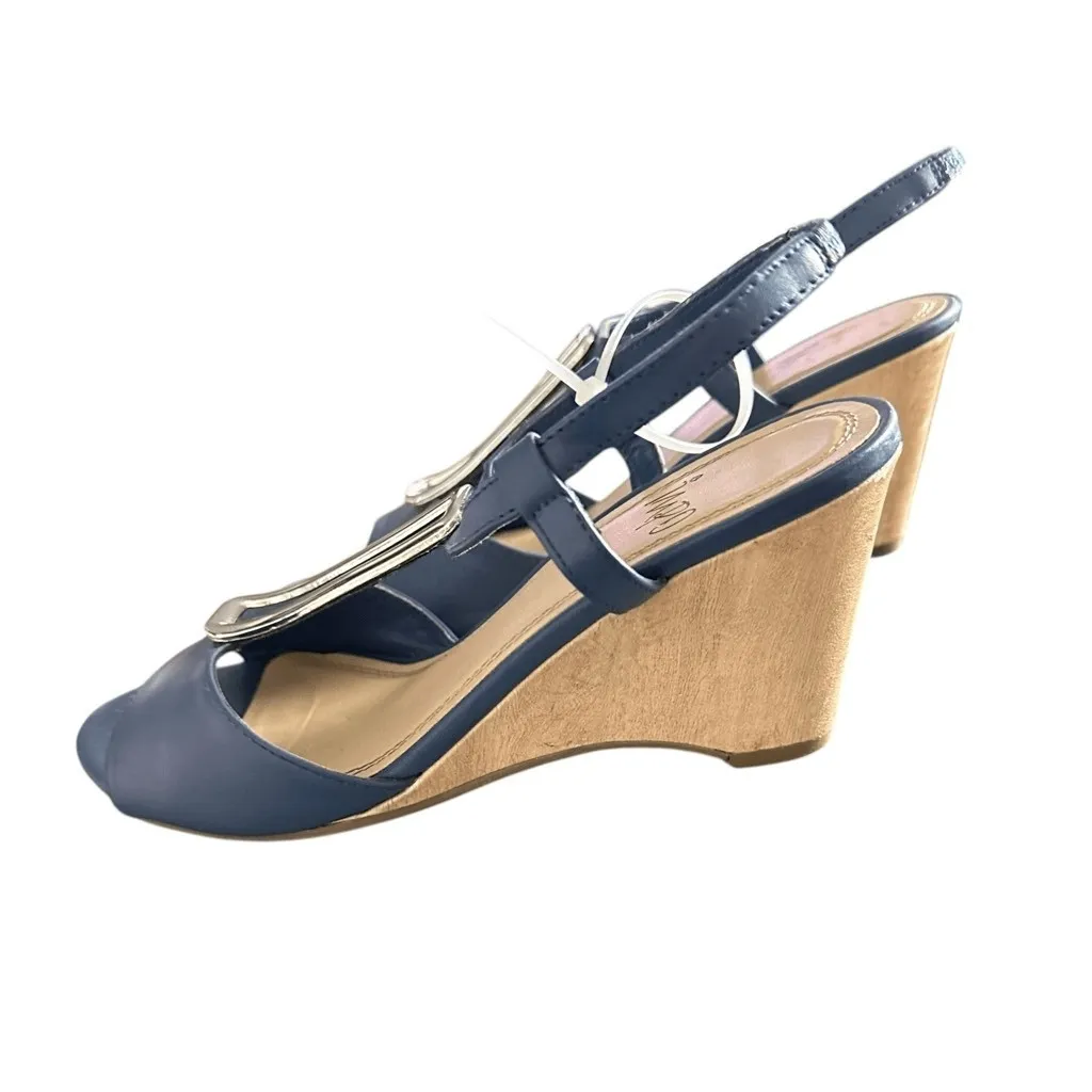 Vivette Impo Wedge Sandals Womens Size 7.5M Strapping Silver Buckle 3" Heel - Image 3