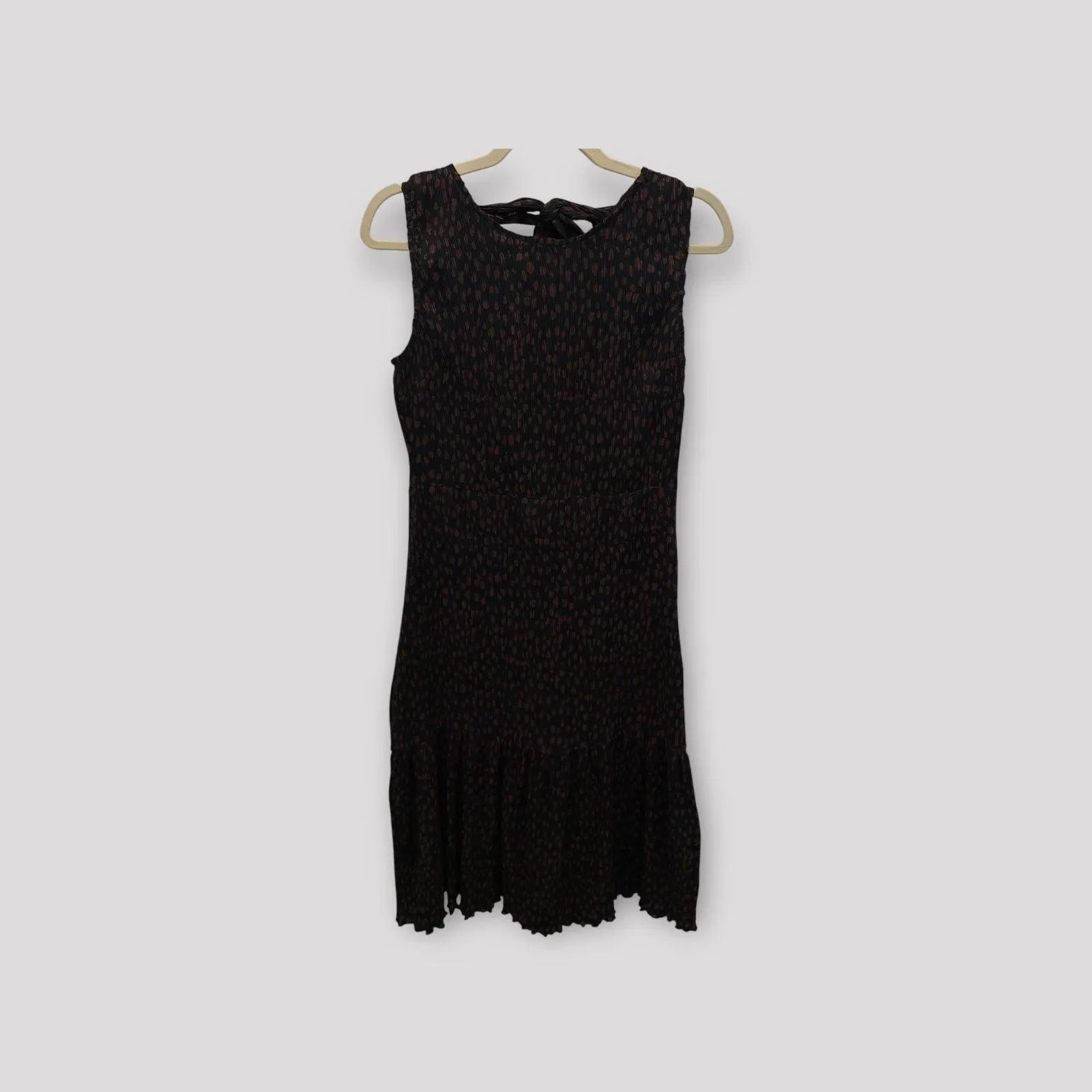 Melloday Brown Black Sleeveless‎ Pleated Dress Tie Back Women's Size S - Image 2