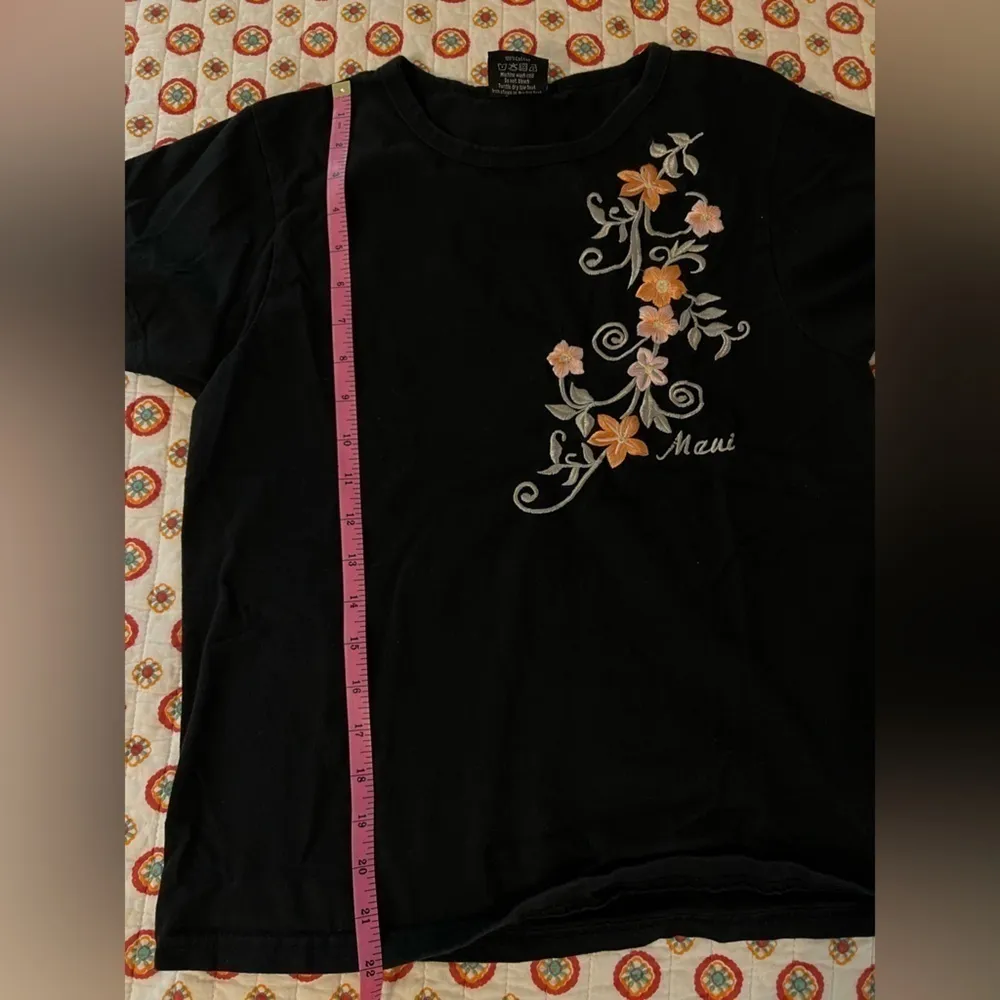 Vintage Embroidered Hawaii Maui Floral Black Shirt size Small - Image 6