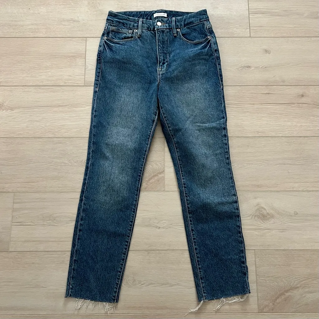 Good American Good Classic Raw Hem High Waist Slim Jean Size 8/29 | Blue940 - Image 2