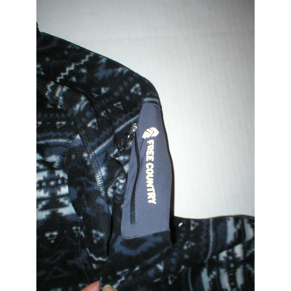 Womens NWT $60 New Free Country Micro Fleece Jacket Black Gray White S Warm - Image 2