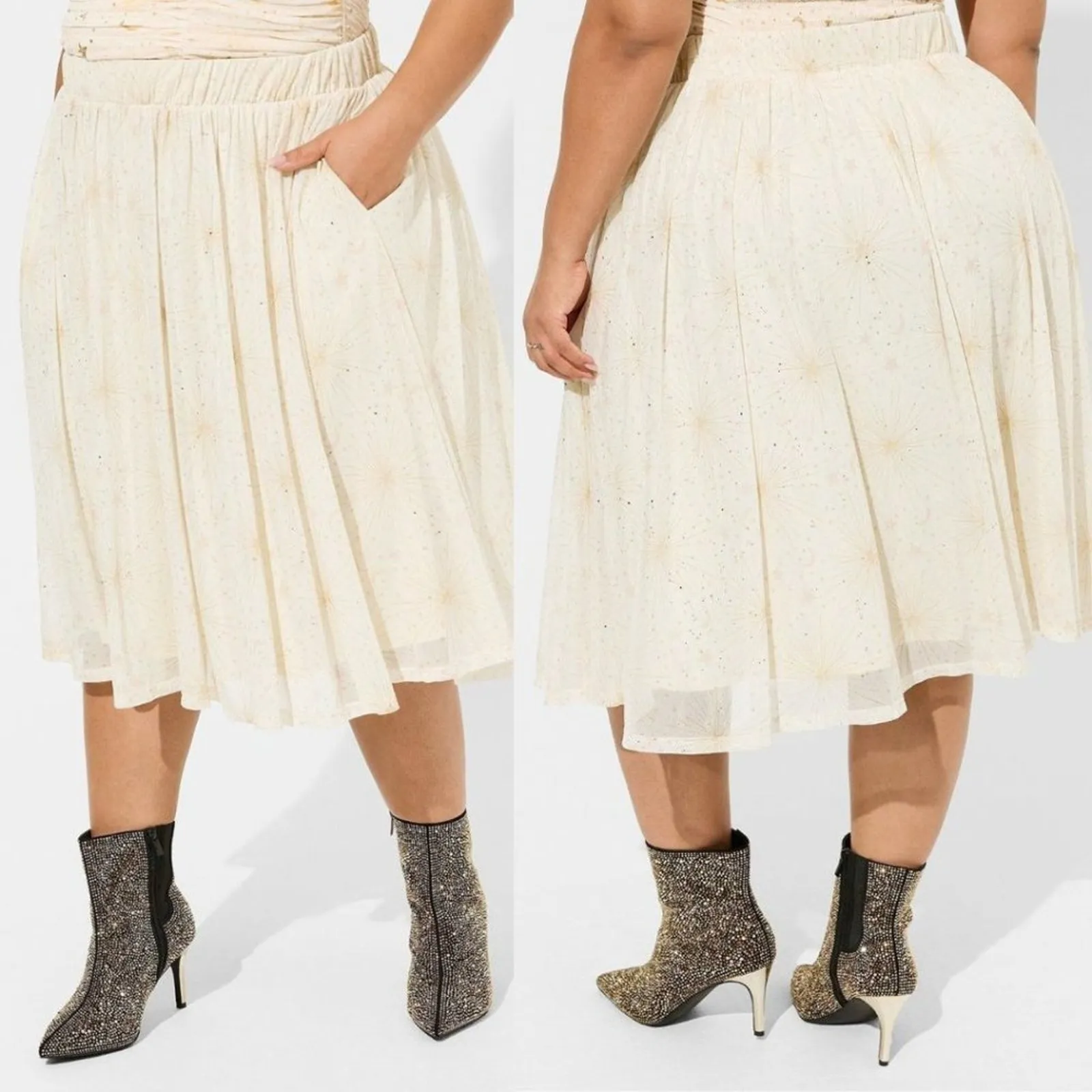 Torrid Midi Mesh A-Line Skirt Bolt Burst Size 12 NWT Celestial - Image 2