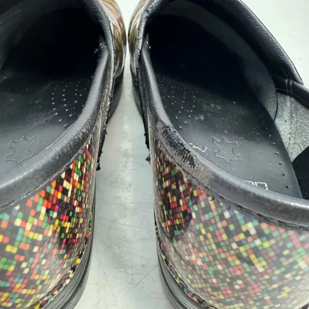 Dansko Multicolored Pixel Patent Leather  Clogs Shoes Size US 8.5 - Image 7