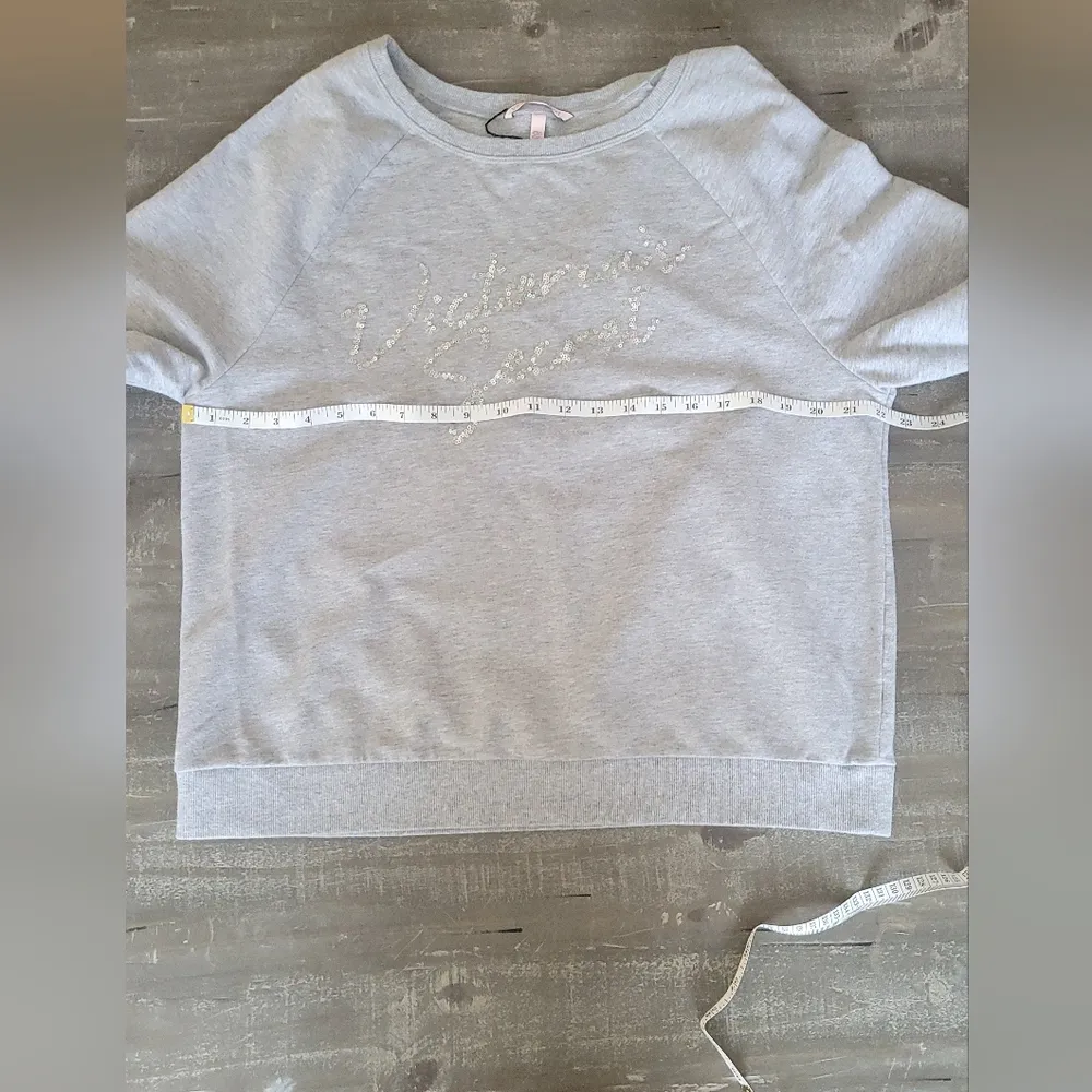 Victoria Secert  Gray Sequin Embellished Sweatshirt Size M - Image 9
