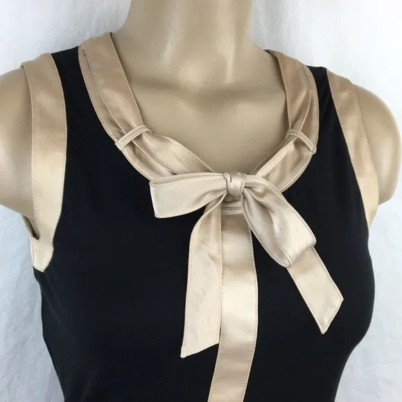 Basler Black & Tan Sleeveless Satin Trim Color Block Top M Size M - Image 8