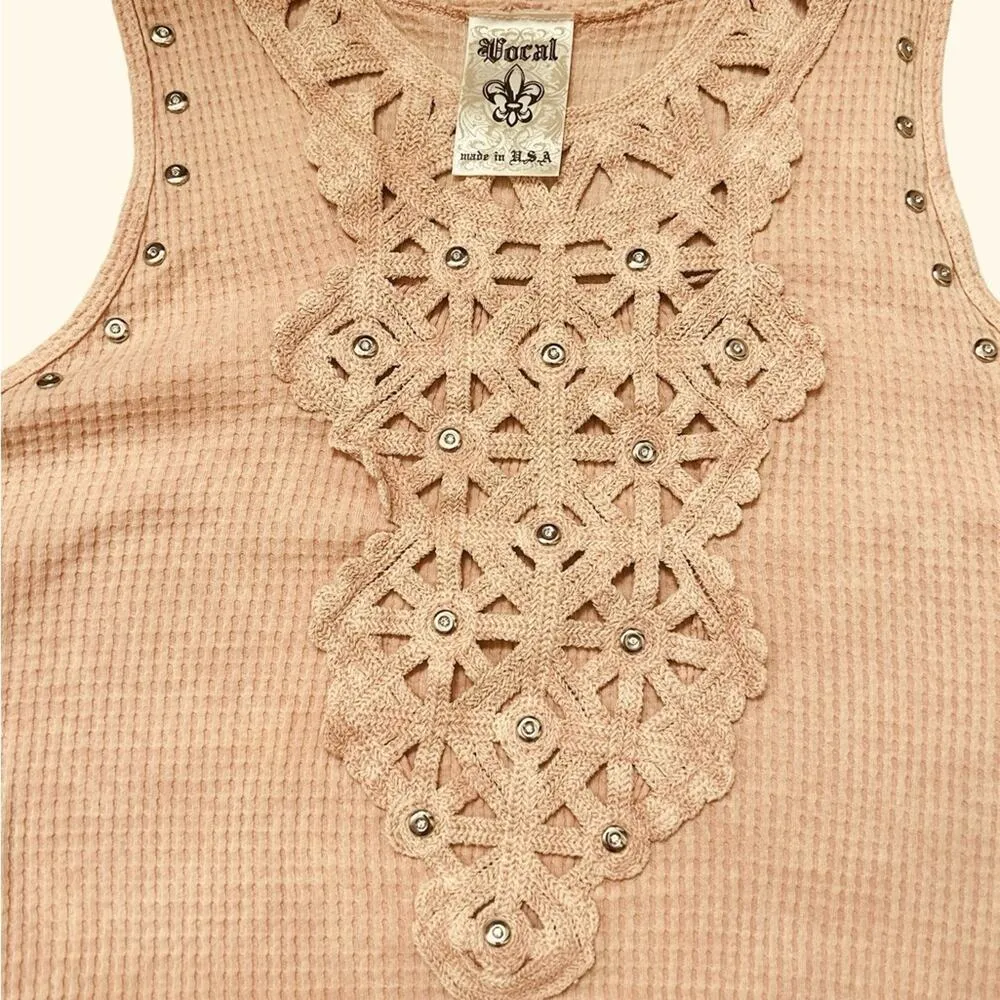 Vocal pink thermal studded tank Large - Image 5