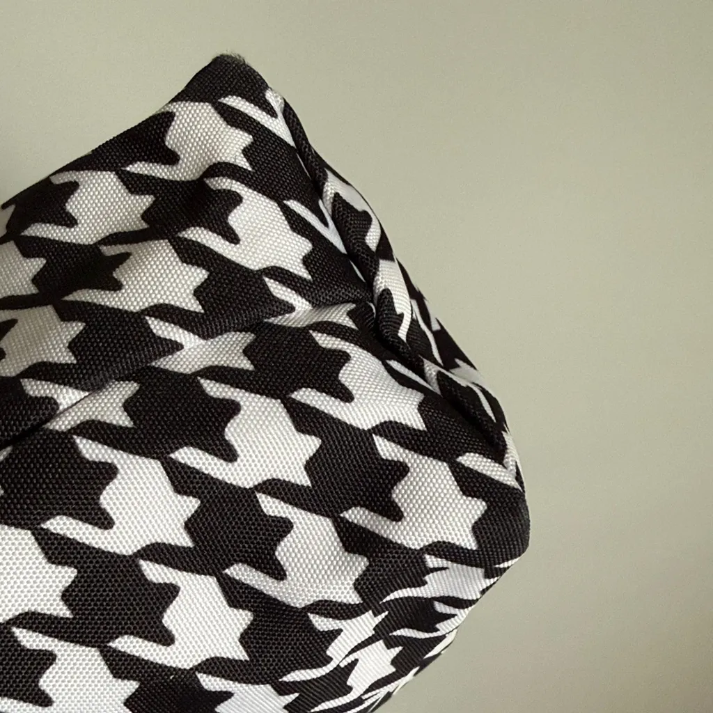 Vera Bradley Tote Bag in the "Midnight Houndstooth" pattern with yellow straps - Image 6