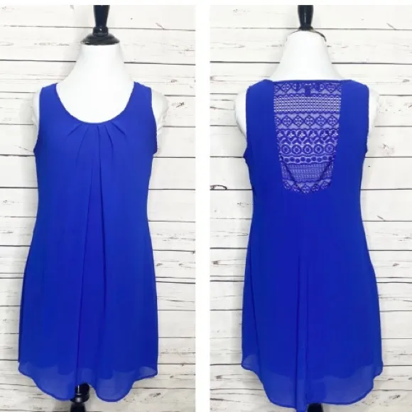 My Michelle Blue Boho Lace Back Dress Size Small - Image 2