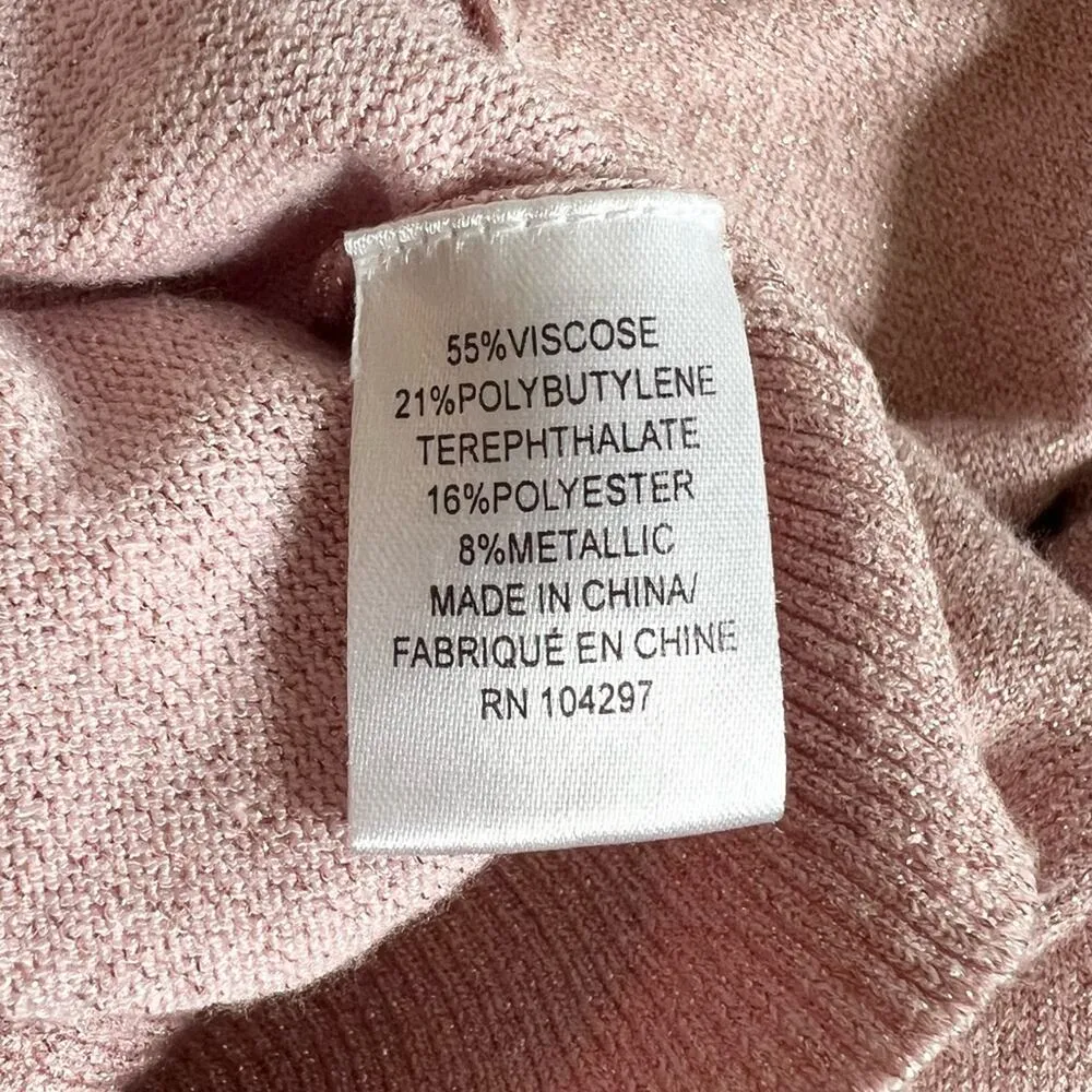 Milly Womens Metallic Pink Dolman Sleeve Slouchy Knit V Neck Sweater Top Size M - Image 8