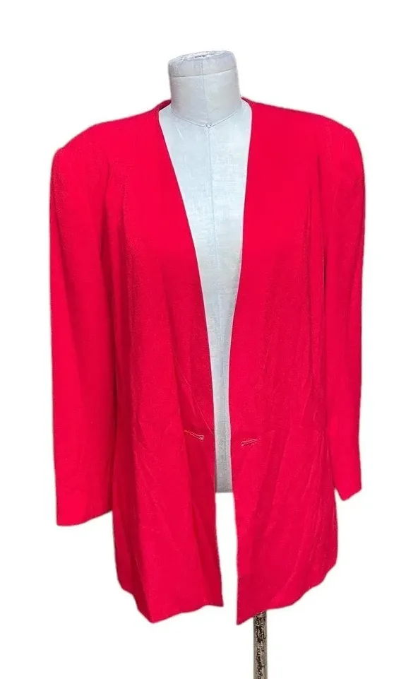 Carolina Herrera Studio for Saks Vintage Open Red Blazer Jacket Size 14 - Image 1