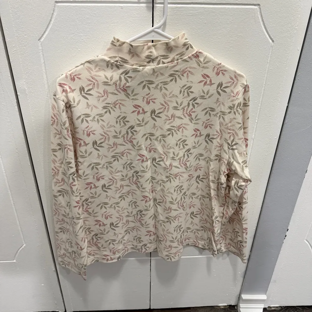Craft & Barrow Cream Floral Turtleneck Long Sleeve - Image 2