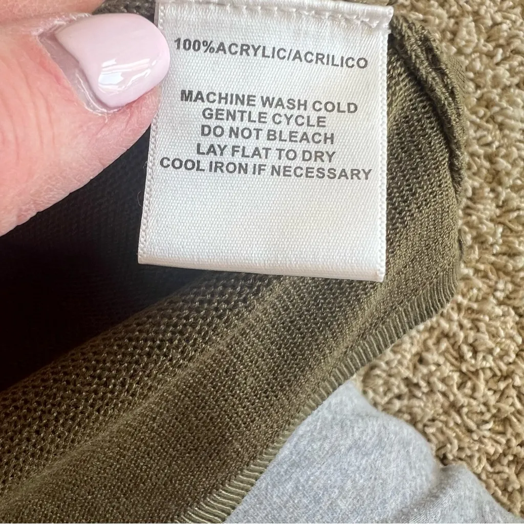 NWT Sag Harbor Mock Layered Sweater Size Large Olive Green Ruffled Cardi… - Image 6