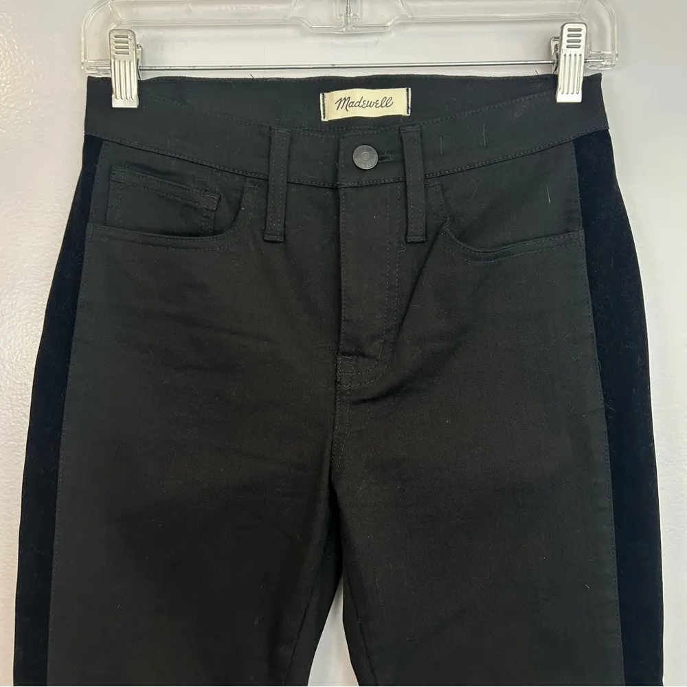 Madwell Black Velvet Stripe 9" Mid Rise Skinny Jeans Size 26 - Image 4