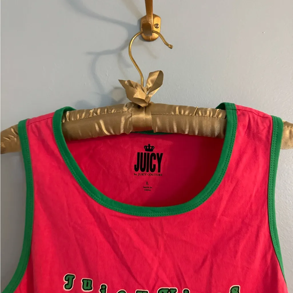 Juicy Couture “juicy vibes” pink and green tank size L Size L - Image 3