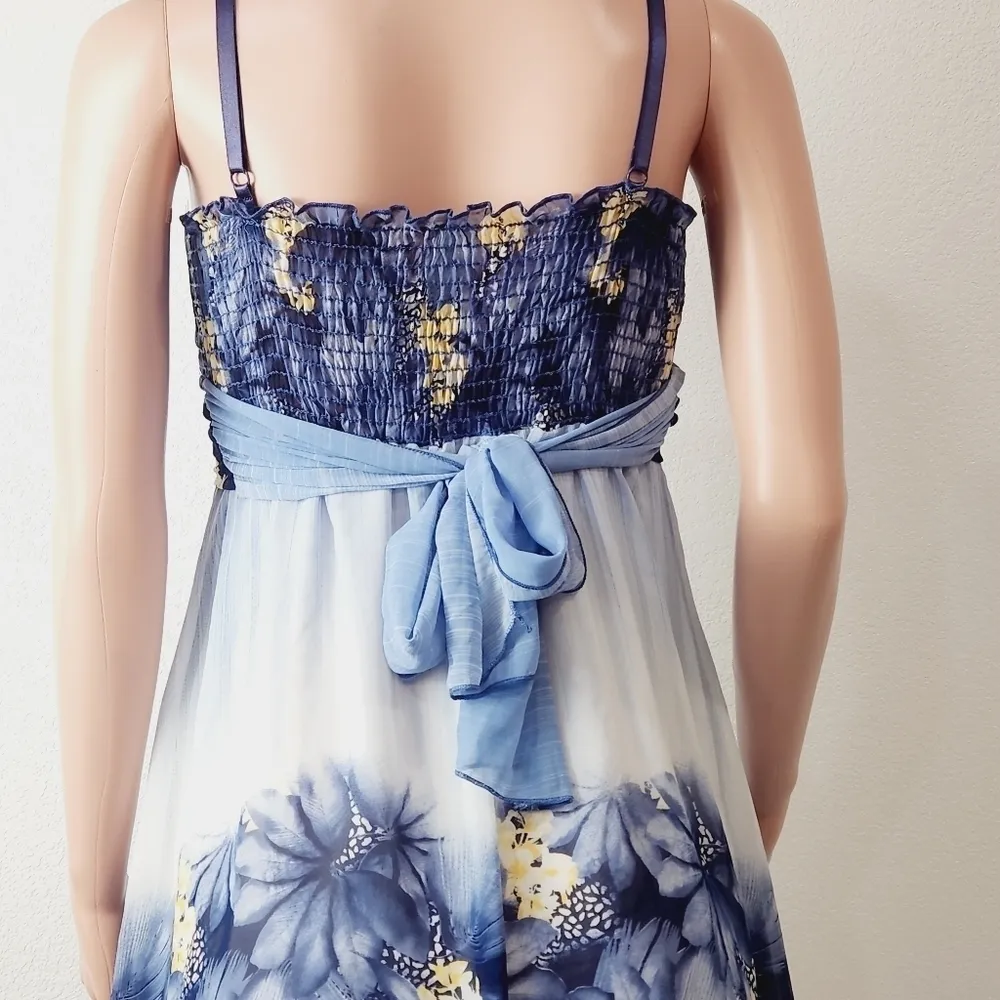 CAMEO Strapless Floral Spring Flowers Wrap Around Belt Tie Mini Dress Size: M - Image 7