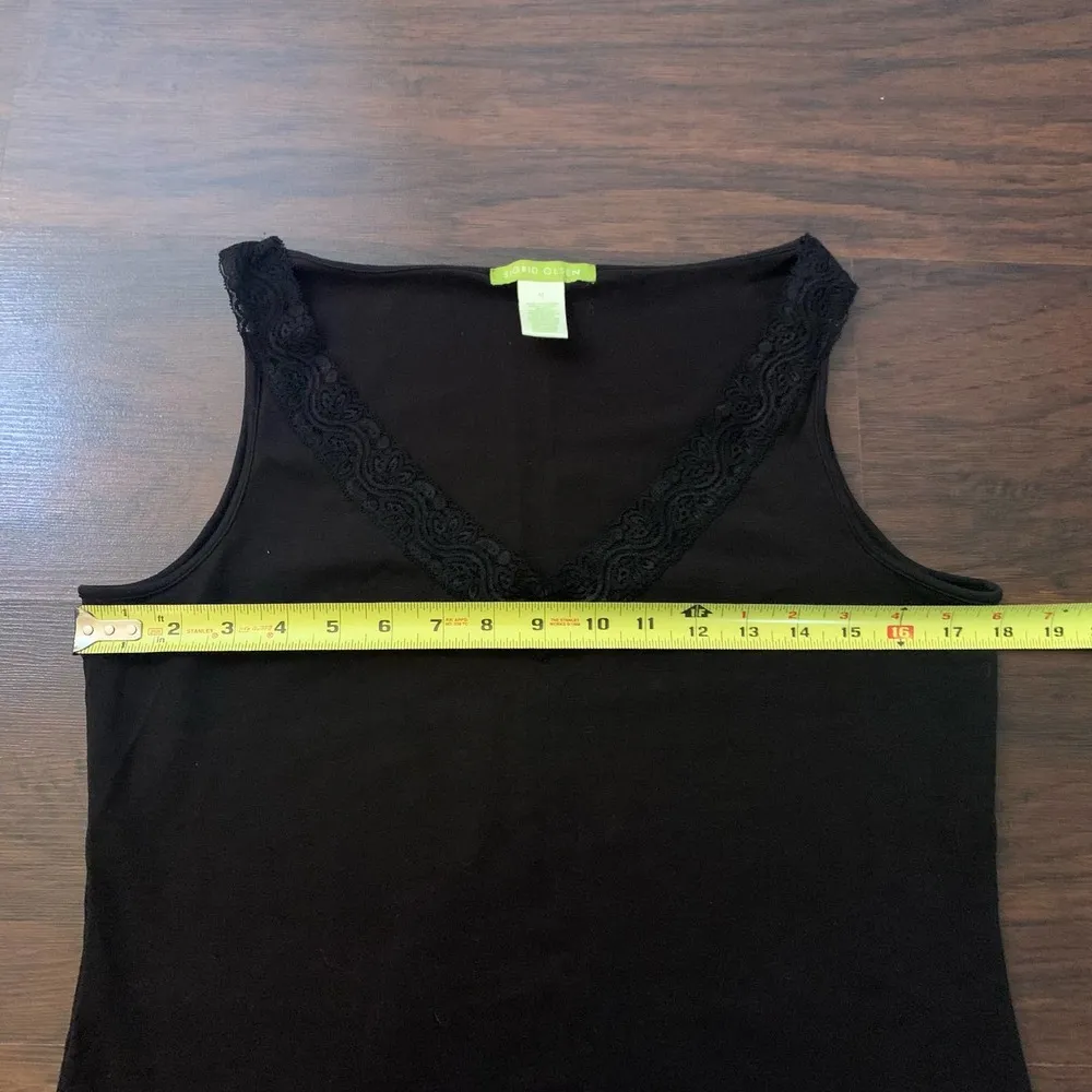Sigrid Olsen black v-neck lace lined tank top size M - Image 10
