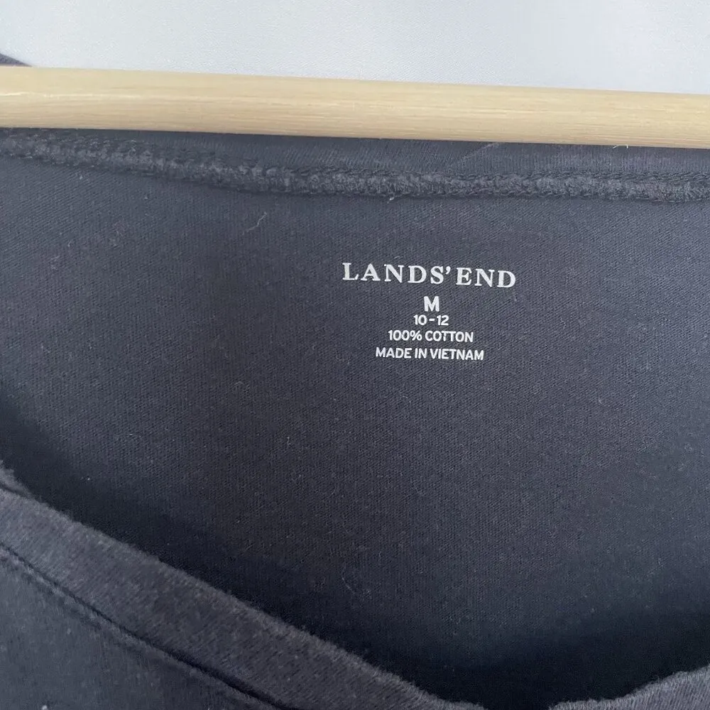 Lands End Black Sleeveless Cotton Dress M 10-12 With Pockets summer cotton - Image 3