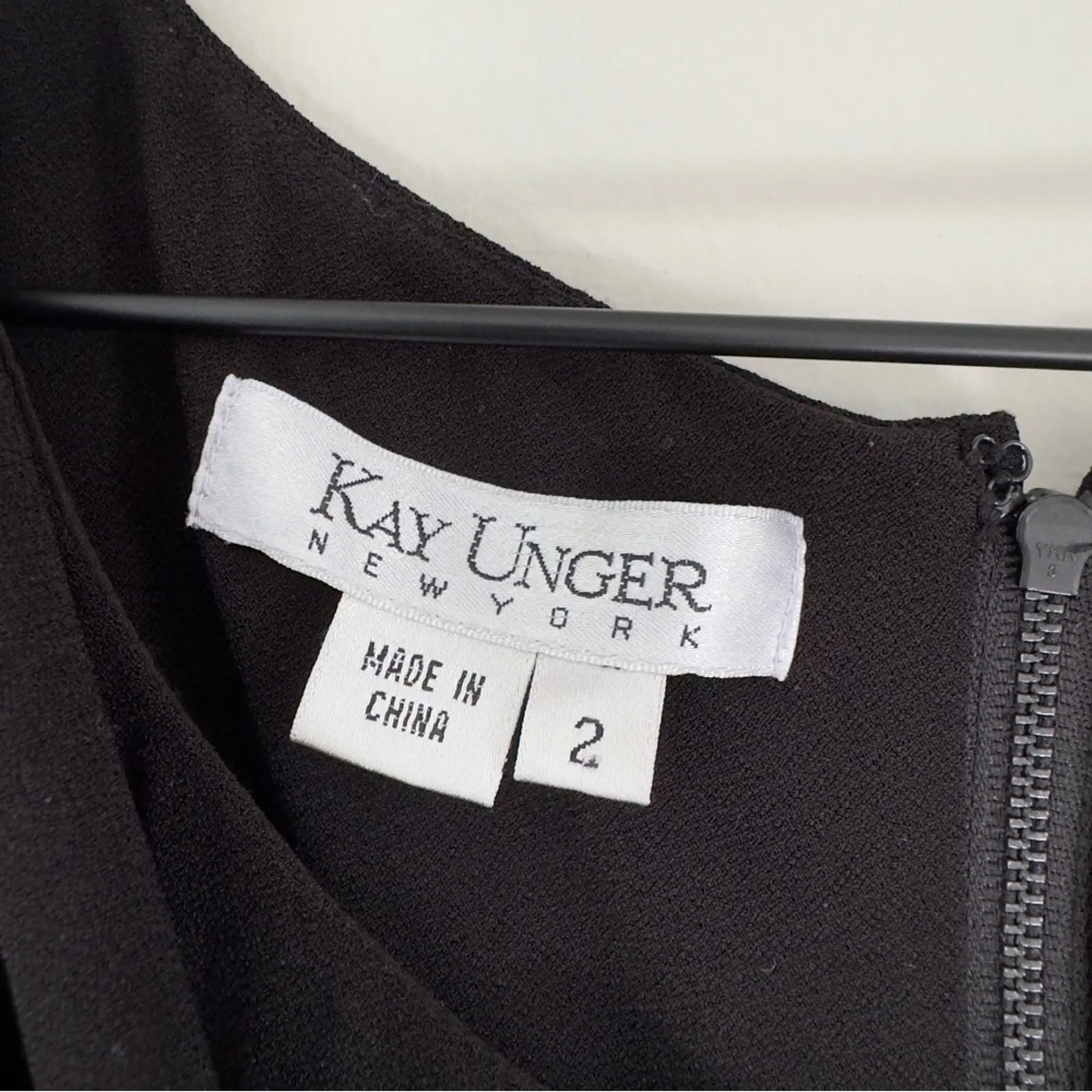 Kay Unger 3/4 Sleeve Sash Style Front Mini Dress Solid Black Zip Up Back Zipper - Image 3