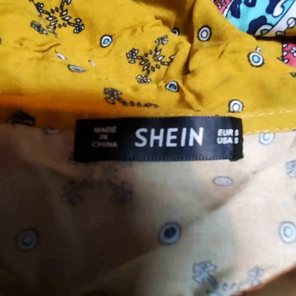 Shein Burnt Yellow Patterned Bohemian Dress (S) - Image 10
