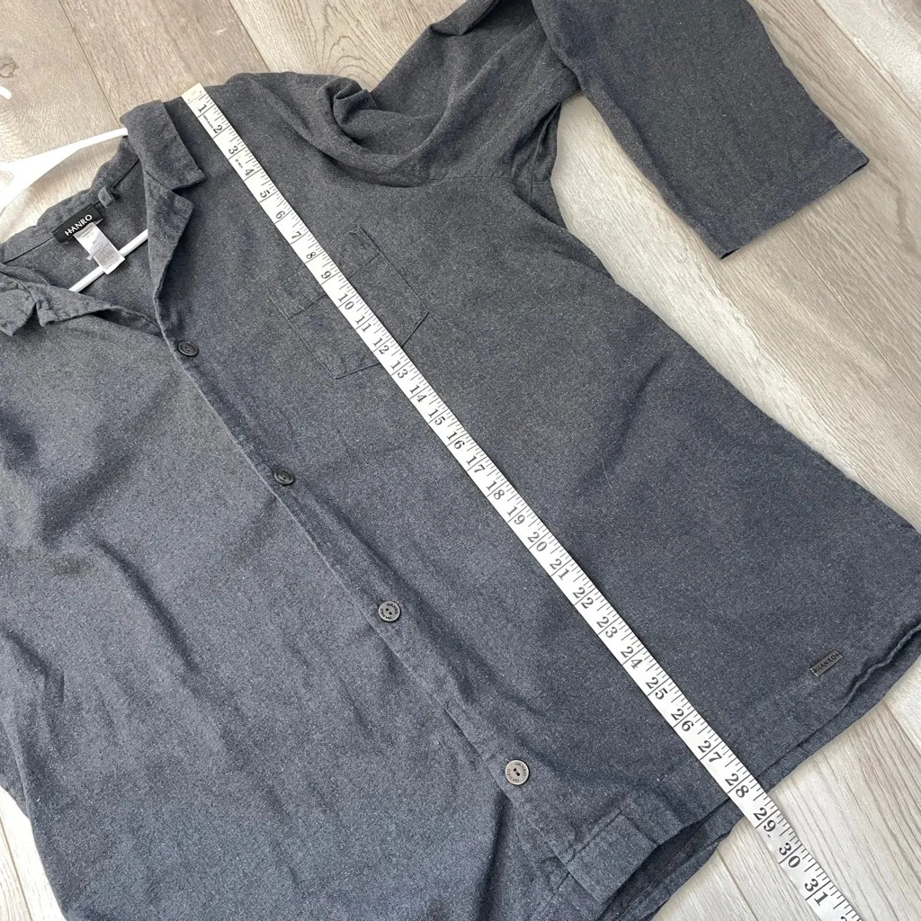 Hanro Pajama Top cotton button up long sleeve womens Gray (xlarge) loungewear Size XL - Image 5