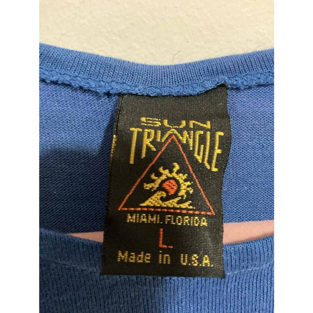 Woman’s Fun Florida Fringe Midriff Top Blue Large - Image 4