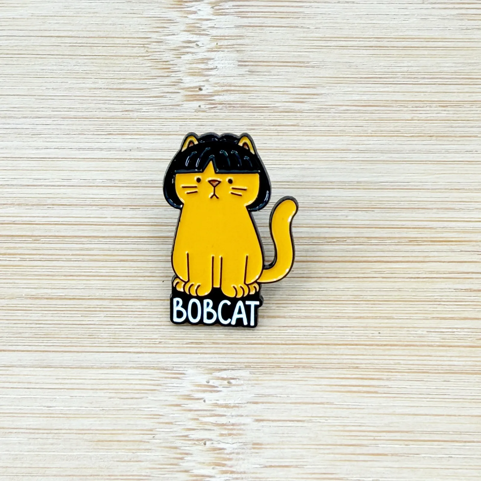 Bobcat Funny Cat Wearing A Wig Soft Enamel Pin Orange - Image 2