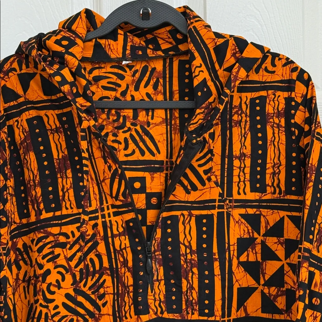 Serengeti Vibrant Orange and Black Shirt/Dress Size M - Image 2