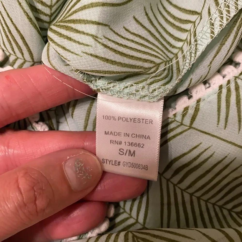 Francesca’s tropical leaf pom sheer swim romper, size medium - Image 14