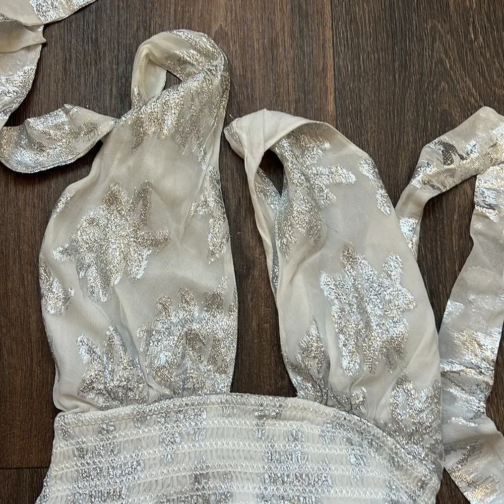 Rococo Sand Metallic Halter Minidress - Image 2