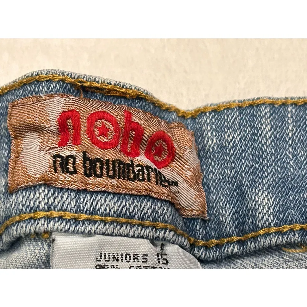 Vintage Y2K NOBO‎ Denim Shorts Juniors 15 Blue Jean 2.5" Inseam Grunge - Image 6