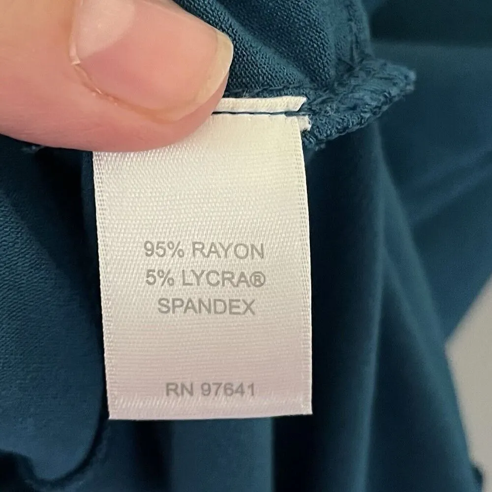 J. Jill Wearever Sz Small Knit Jacket Cardigan Cyan Blue Pleated Pockets Travel - Image 4