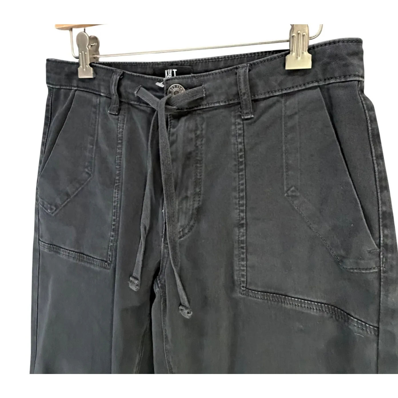 Kut from the Kloth Ashton Barrel Pants Women 0 Black Tie Waist High Rise Utility - Image 3