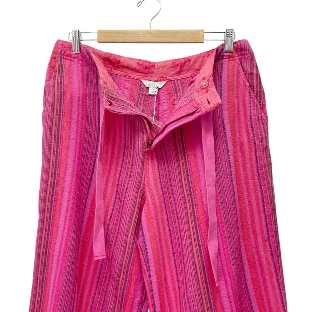NWT Sundance Hana Stripe Pink Wide Leg Pants Size PM Medium Petite Boho Beachy - Image 7