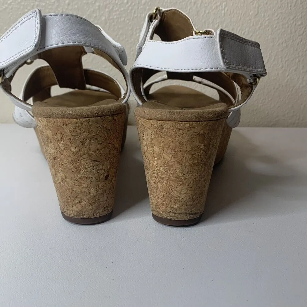 Collection Soft Cushion Women’s Sz 9 White Double Hook Loop Cork Wedges - Image 7