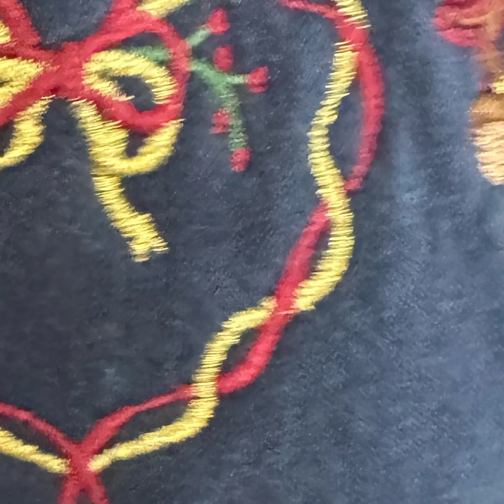 Vintage fall Navy Embroidered Heart Wreath Sweatshirt Fall Leaf Grandma Core XL Blue - Image 3