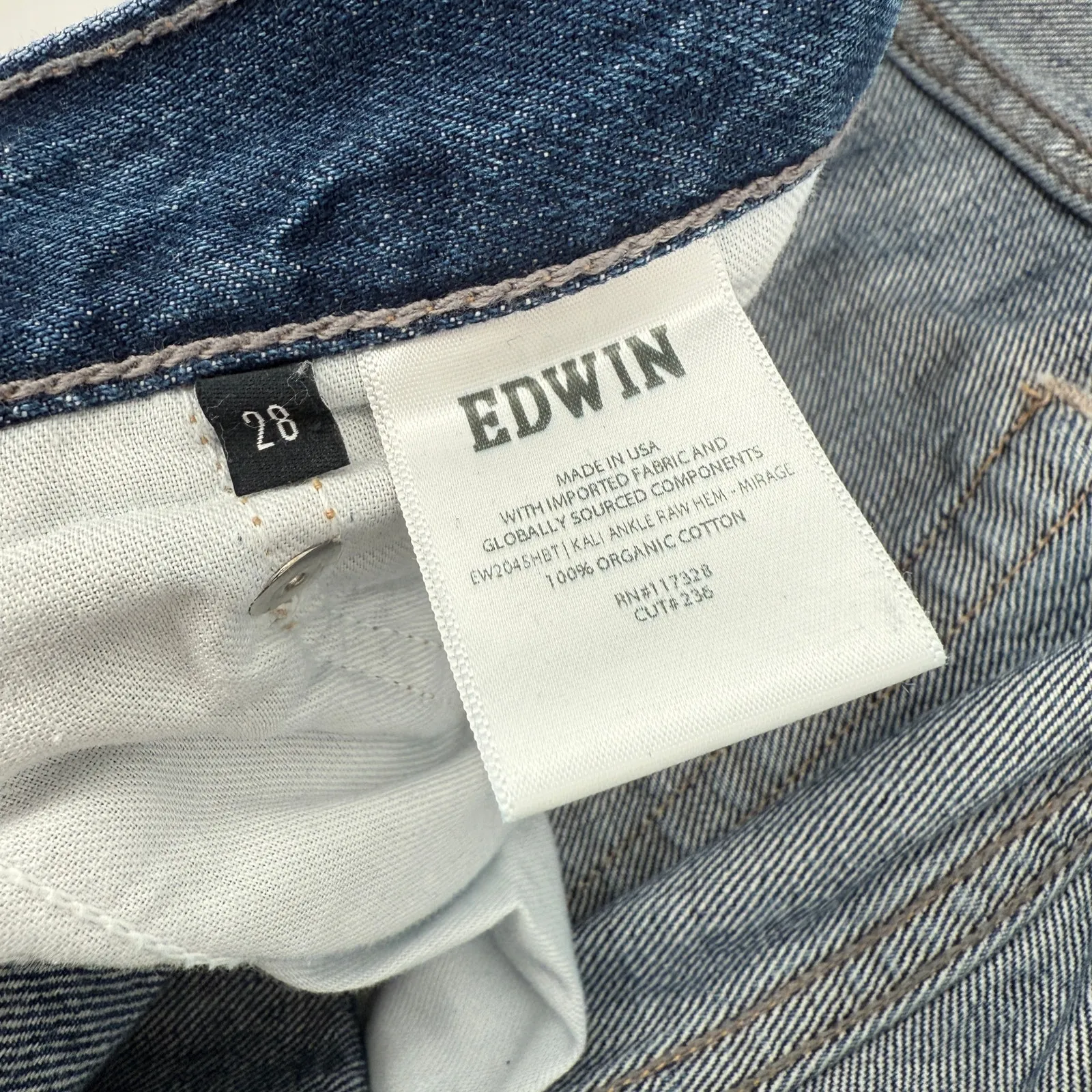 Edwin Jeans SZ 28 Kali Ankle Vintage Straight Denim 100% Organic Cotton Tie Dye Blue - Image 8