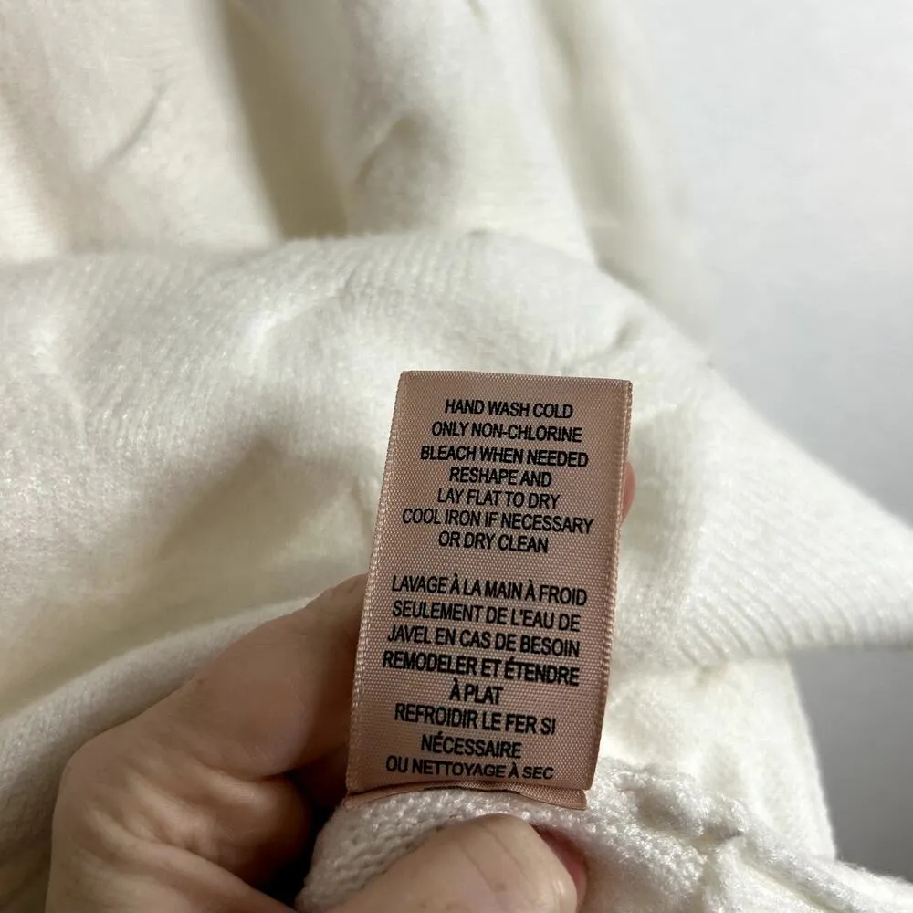 Philosophy Dolman Sleeve Novelty Stitch Pullover Sweater Womens Size Large Cream - Image 6