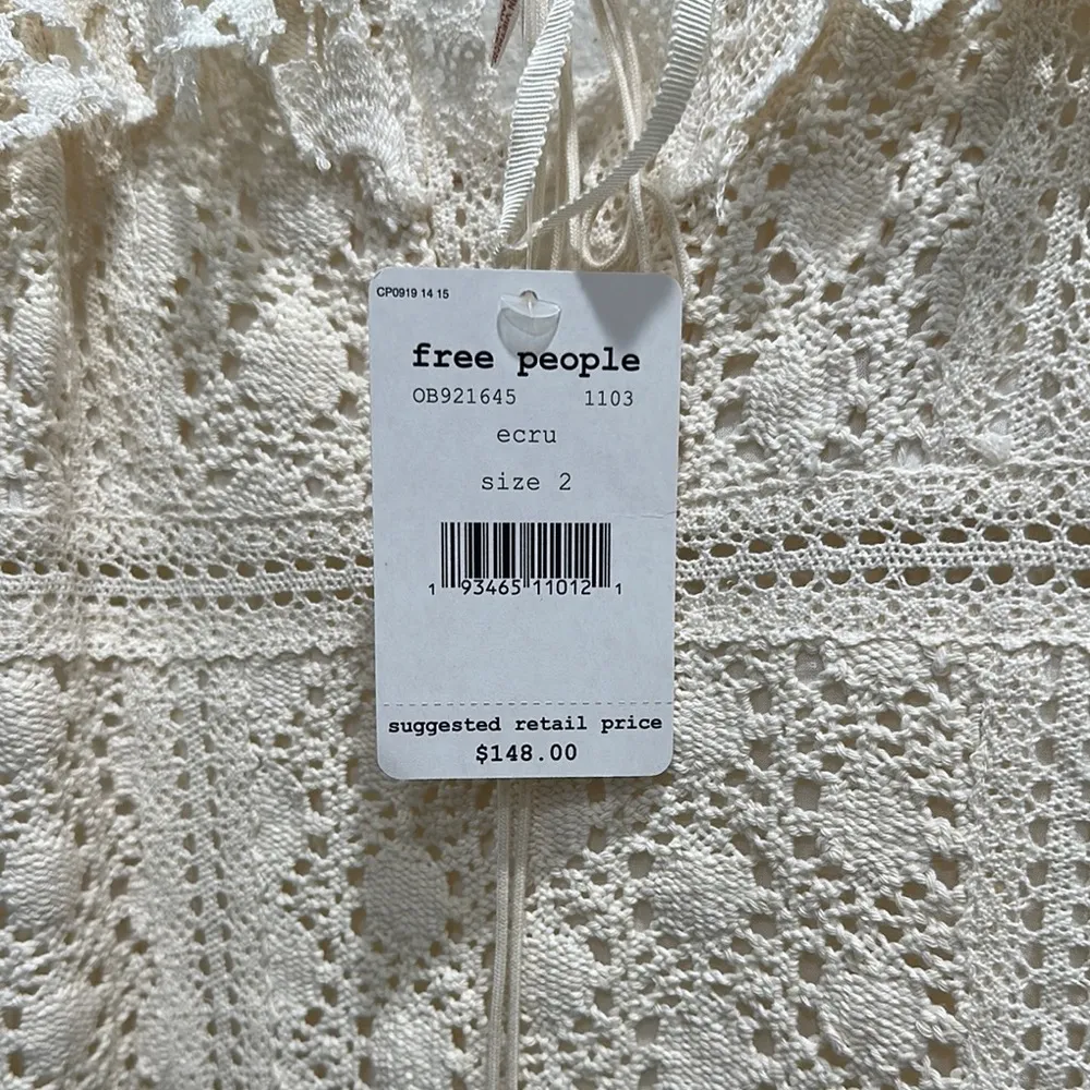 Free People White Cut Out Ruffled Sundress - Image 5