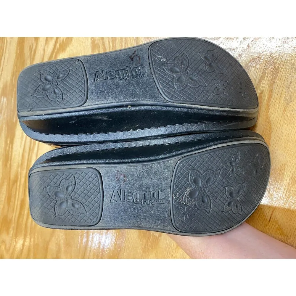 Alegria Comfort Shoes Women's 5 Black Patent Leather Slip On Round Toe Clog S25 - Image 6