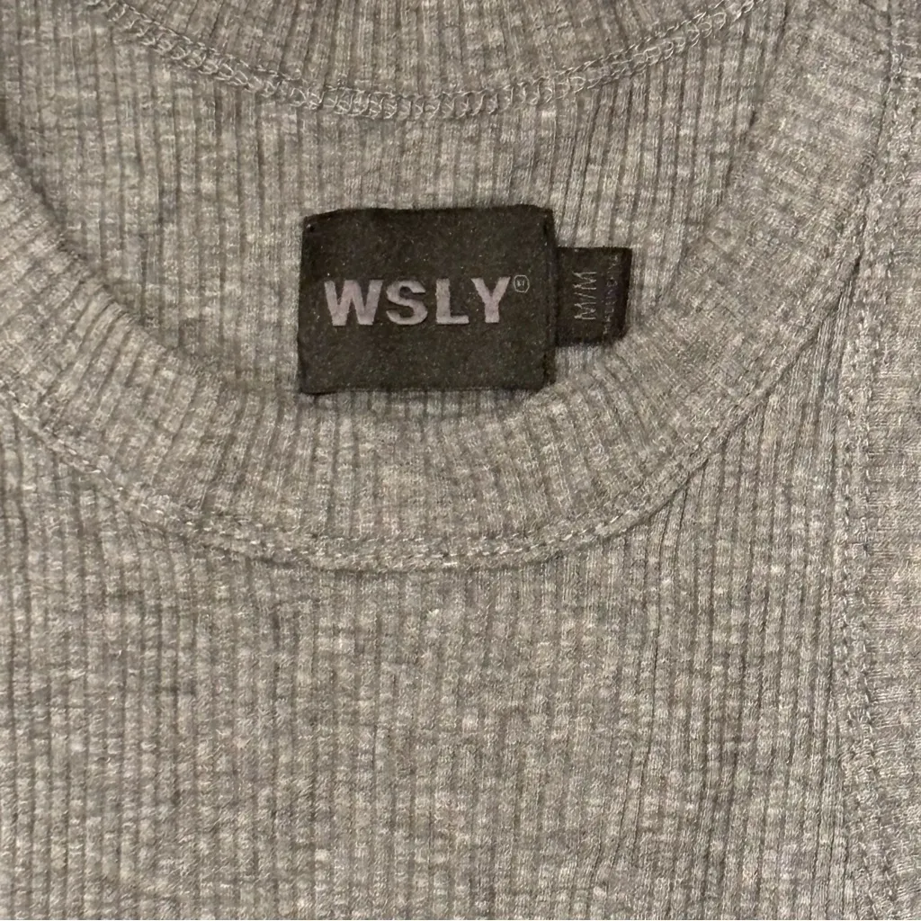 Grey Ribbed High Neck Tank top - Image 3